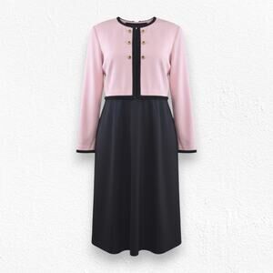 Vintage 1990s Danny and Nicole Pink Black Polished Dress Size 16 Made in USA